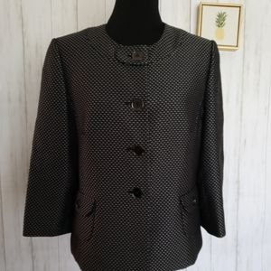 Blazer Alex Marie women color gray/ black  size 12 buttons front New pockets